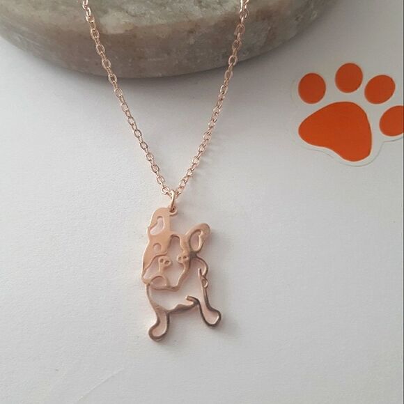 French Bulldog Shiny Charm Stainless Steel Adjustable 18" - 20" Necklace - Picture 7 of 12